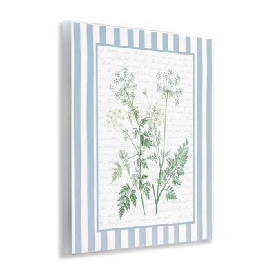 Wild Herbs on Blue Stripes Wall Plaque, design by Lettered and Lined