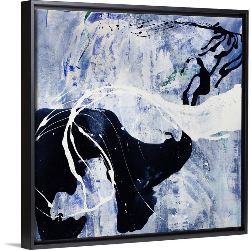 « yin yang », peinture sur toile, H 13,7 po x l 13,7 po x P 1,75 po, Cadre flottant noir