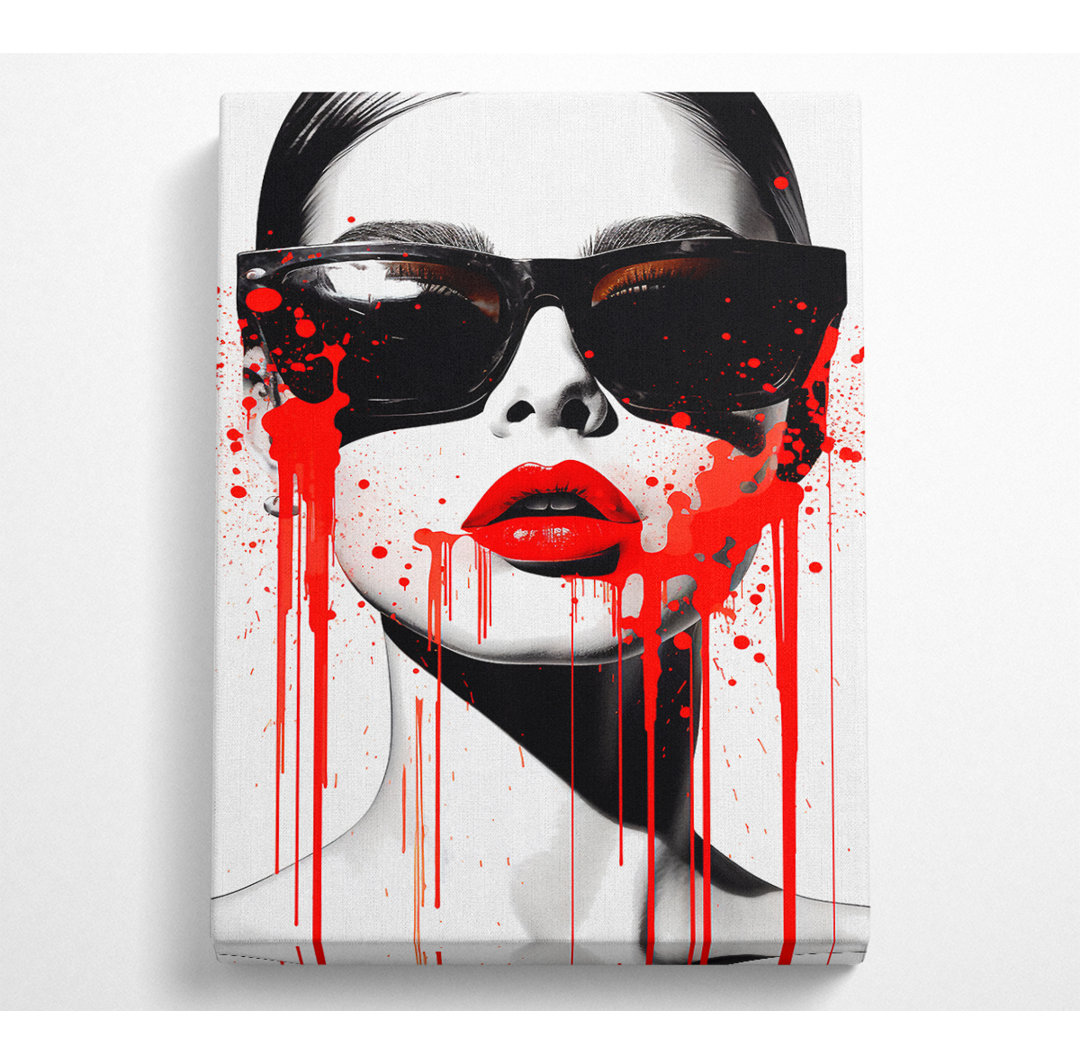 Sonnenbrille Fashion Red Splash - Einzelner Bilderrahmen Kunstdrucke auf Leinwand