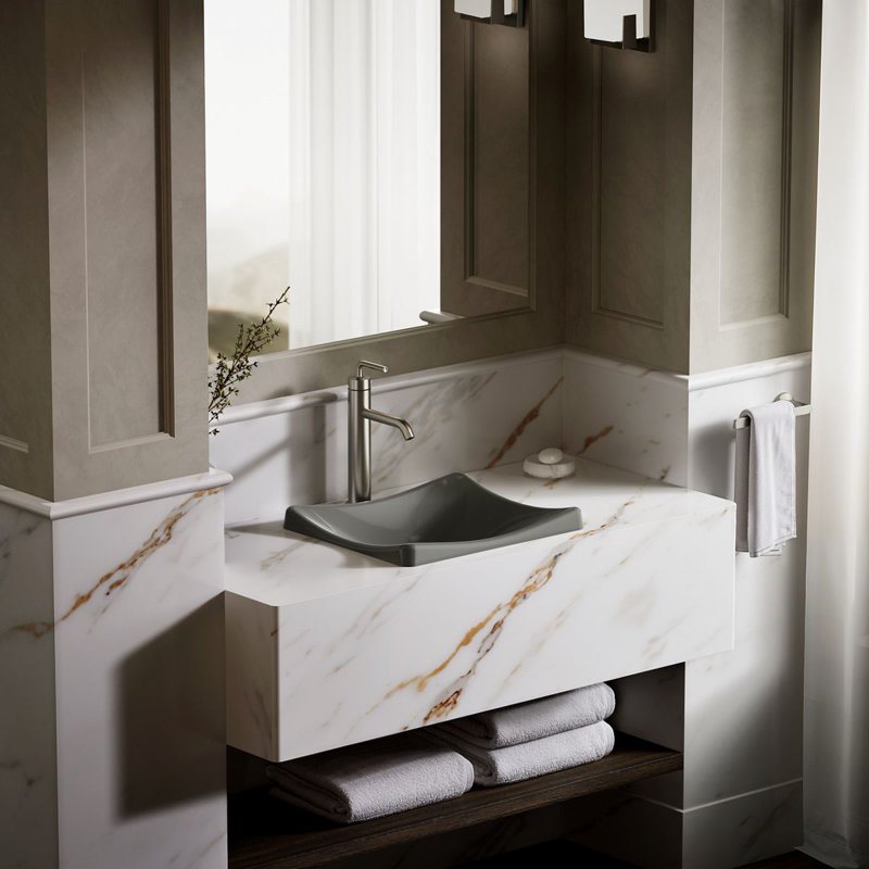 DemiLav Metal Specialty Vessel Bathroom Sink, Thunder Gray