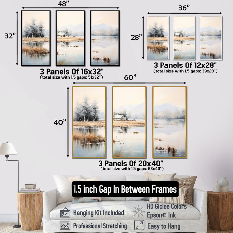 Ensemble de salon Scenic Lake House Tranquility II - Lakes Lakehouse, Cadre flottant doré, H 28 po x l 36 po x P 1 po