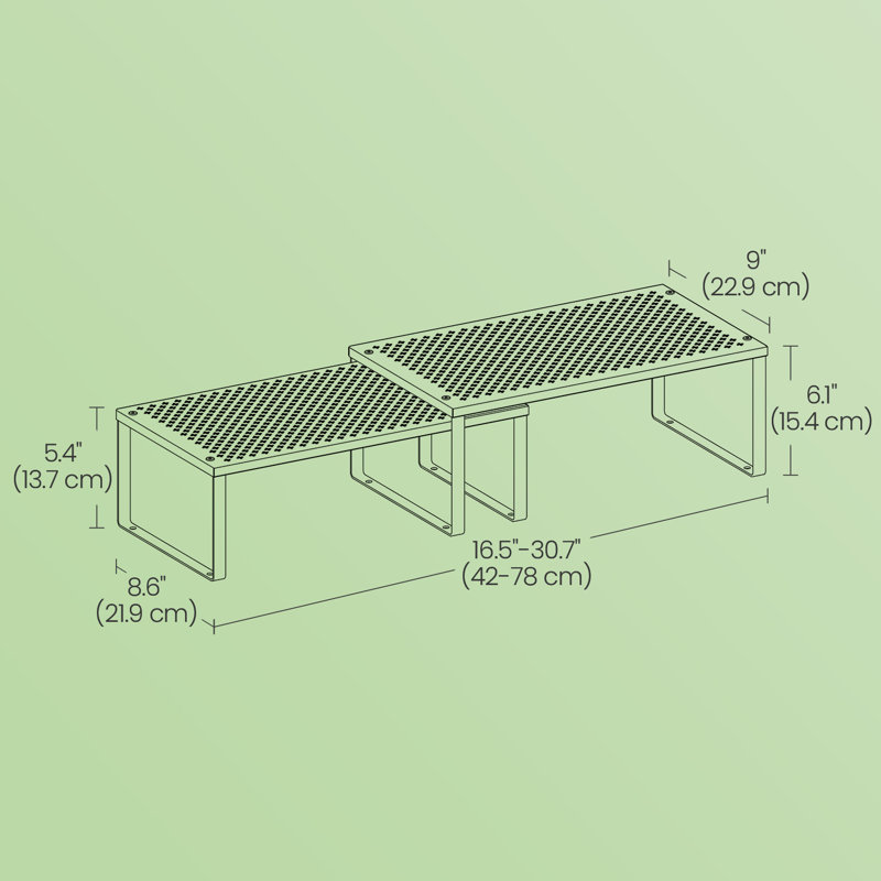 Ensemble de 2 tablettes de rangement empilables, black