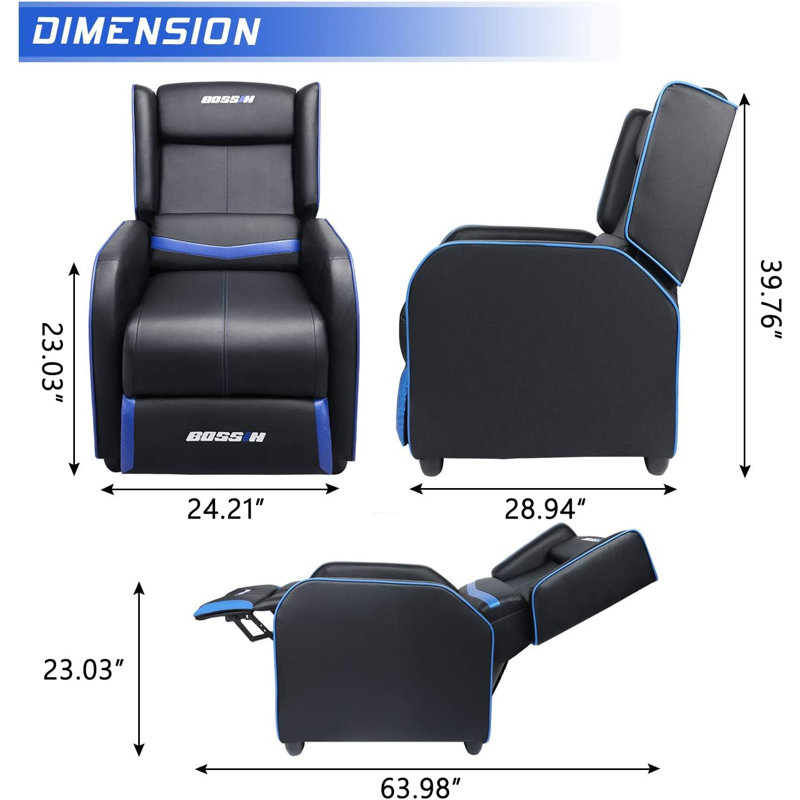 BOSSIN Adjustable Reclining Ergonomic Rocker Game Chair, Black