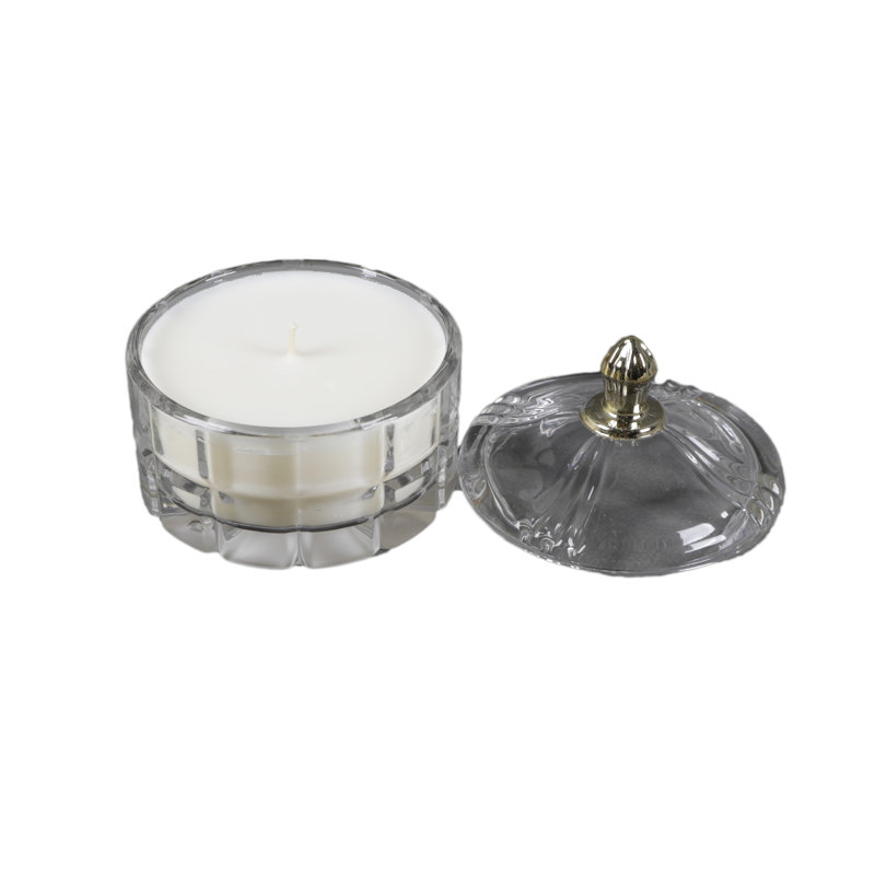 Bougie de coiffeuse en verre 4,13 po avec couvercle en métal - citron