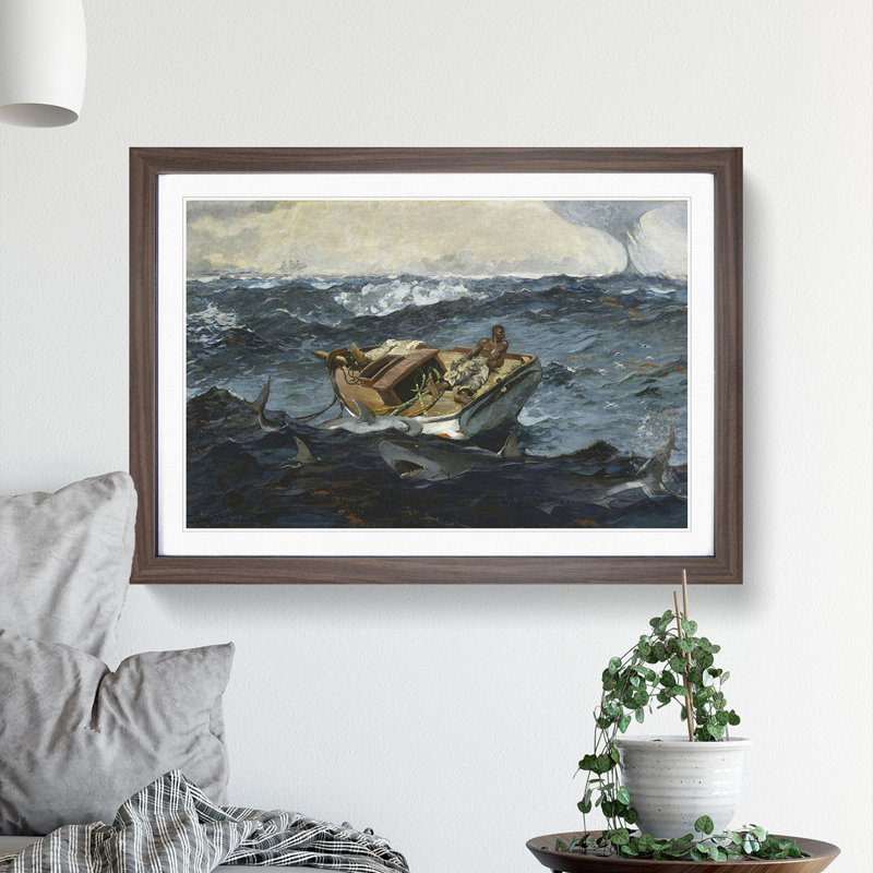 The Gulf Stream by Winslow Homer - Picture Frame Painting on MDF, Walnut, 27cm H x 36cm W x 2cm D