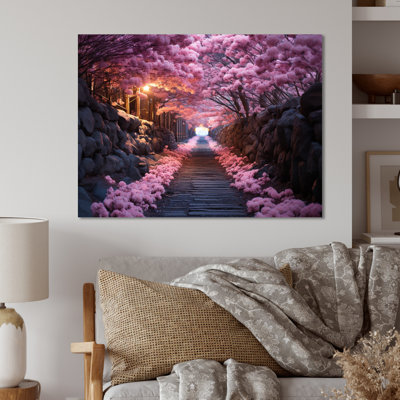 «Pink Tranquil Flowers Twilight», reproduction sur métal