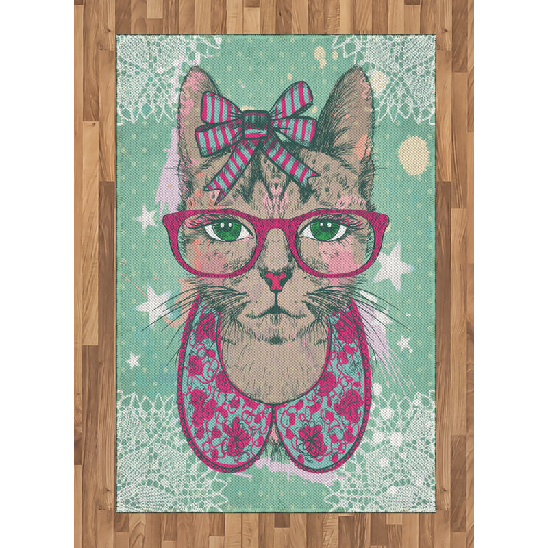 Tapis décoratif en fibre de polyester à haute densité Cat, Rectangle— 4 pi x 5 pi 8 po