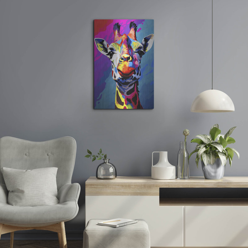 «George Girafe Pop Art» par Andreas Magnusson, art mural en métal George George, H 24 po x l 16 po