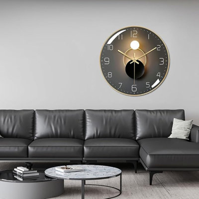 Horloge murale ergocar, horloge murale Art déco, horloge murale moderne en métal silencieuse, convenant au salon, à la chambre à coucher, au bureau, à la salle d'étude,