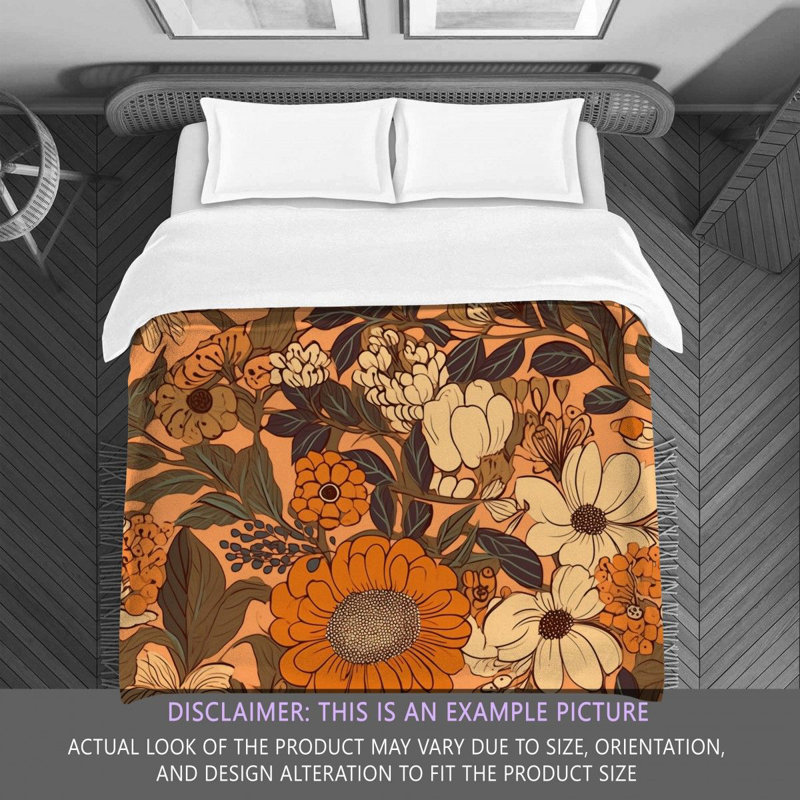 Machine Printed Comforter, Twin Extra Long Comforter, Orange/Beige