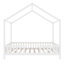 Lit pour enfant en bois en forme de maison avec baldaquin et balustrades hautes, taille simple, blanc, idéal pour un sommeil sécuritaire et élégant-142664564-142664565