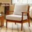Mignon fauteuil d'appoint avec structure en bois massif, fauteuil de salon avec coussin en tissu doux, fauteuil de chambre confortable, fauteuil de lecture confortable-779445885