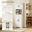 White Tall Kitchen Storage Cabinet 181.5cm, Freestanding Pantry Cupboard with Doors, Adjustable Shelves, Open Shelf and 8 Spice Racks for Kitchen