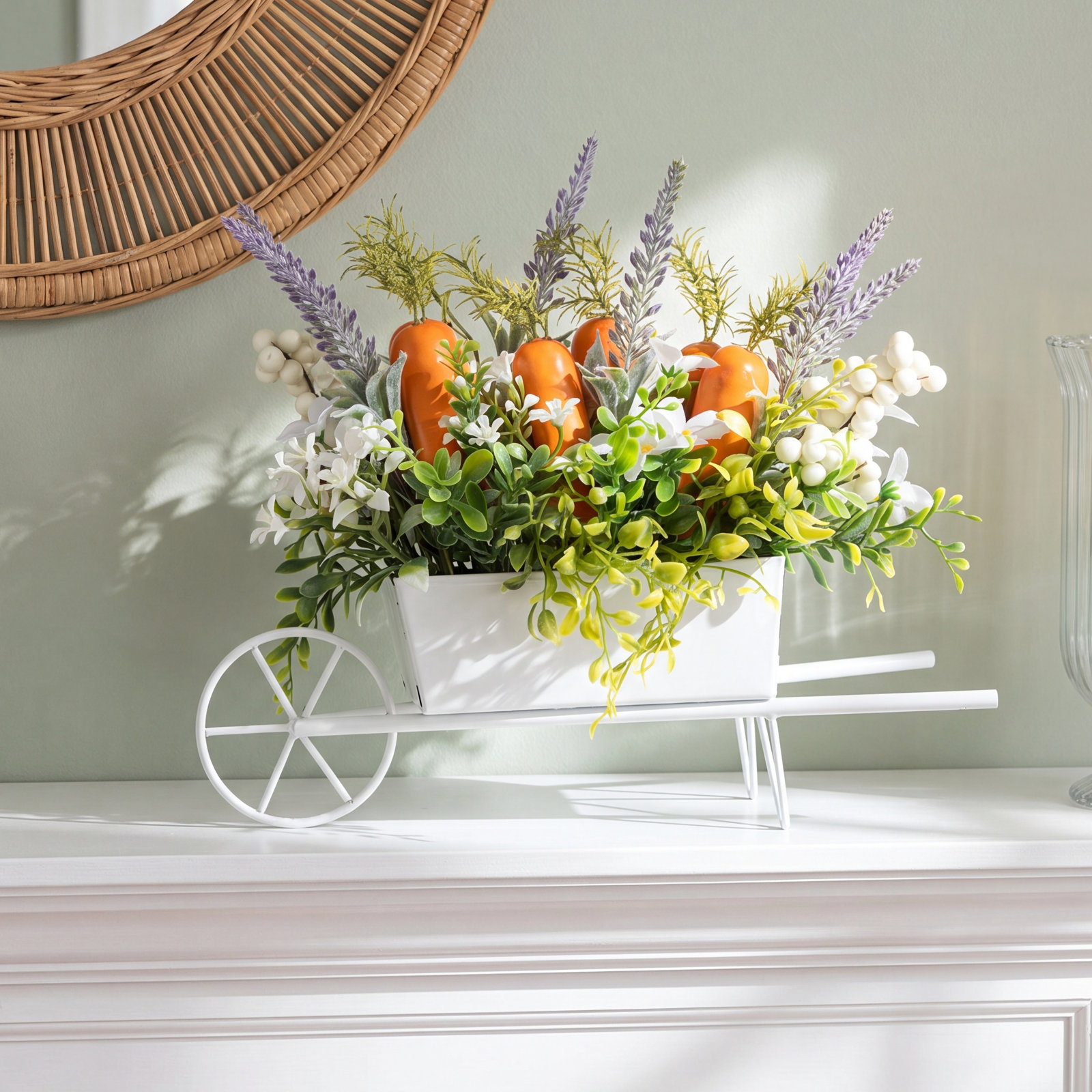 Metal Easter Carrot Wagon Holiday Accent