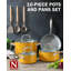 Casserole antiadhésive en céramique avec couvercle en verre de 1,5 pte de Cook N Home Classic, casserole d'avoine de soupe au lait de tous les jours, petite casserole antiadhésive, poignée Stay-Cool, prêt pour l'induction, jaune-98582003