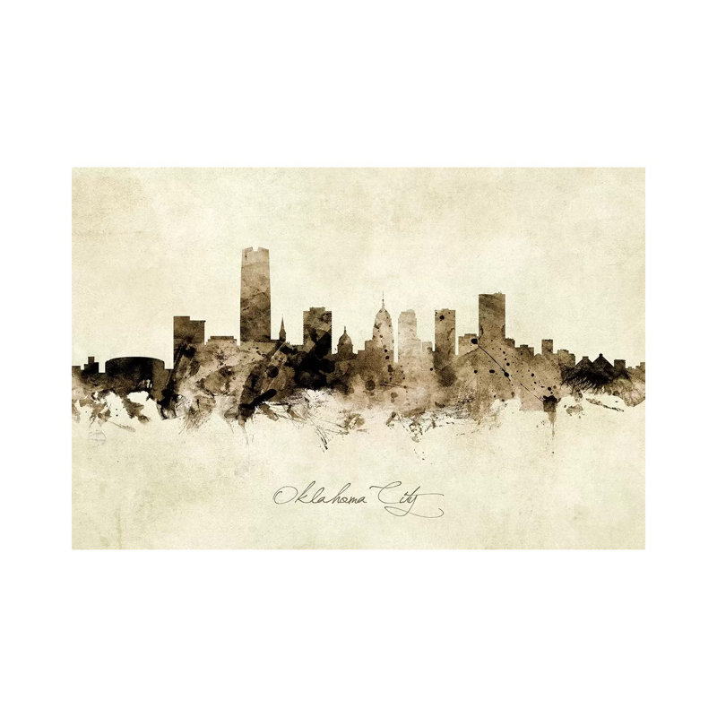 Oklahoma City Skyline by Michael Tompsett - 1 Piece Wrapped Canvas Painting, 30.48 cm H x 45.72 cm W