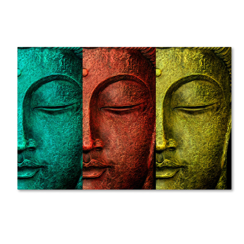 « bouddha face », reproduction d’impression sur toile tendue, H 30 po x l 47 po x P 2 po