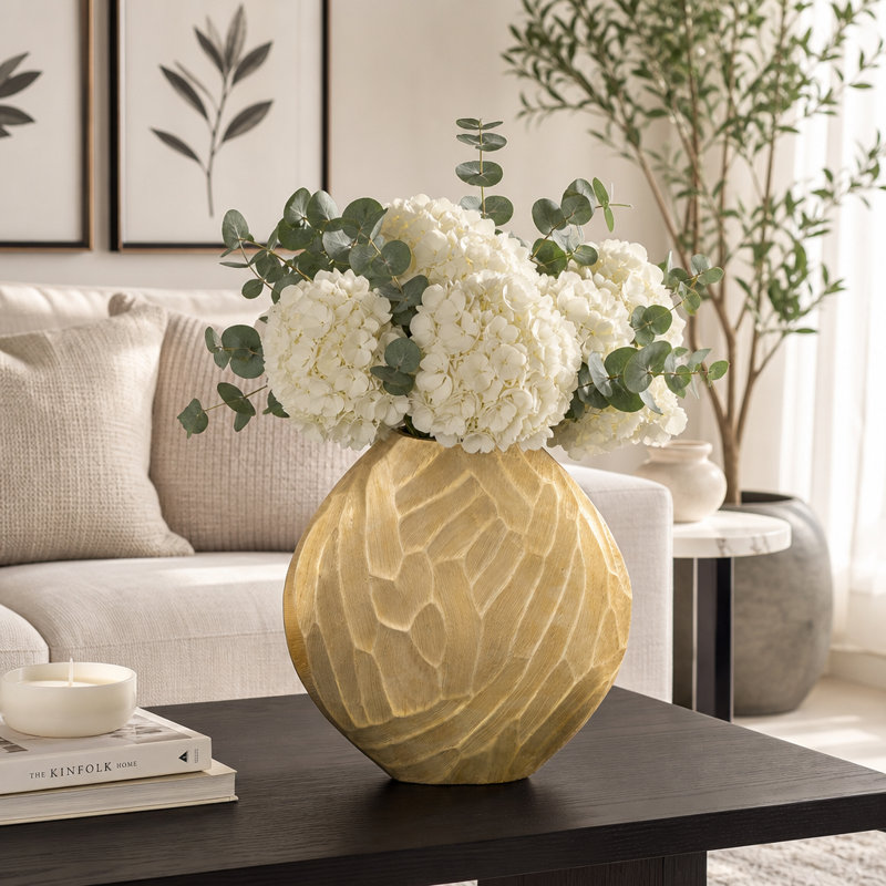 Vase Phillippi, H 13,5 po x l 13,5 po x P 4 po, Champagne