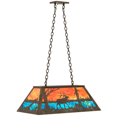 33" Long Elk At Lake Oblong Pendant