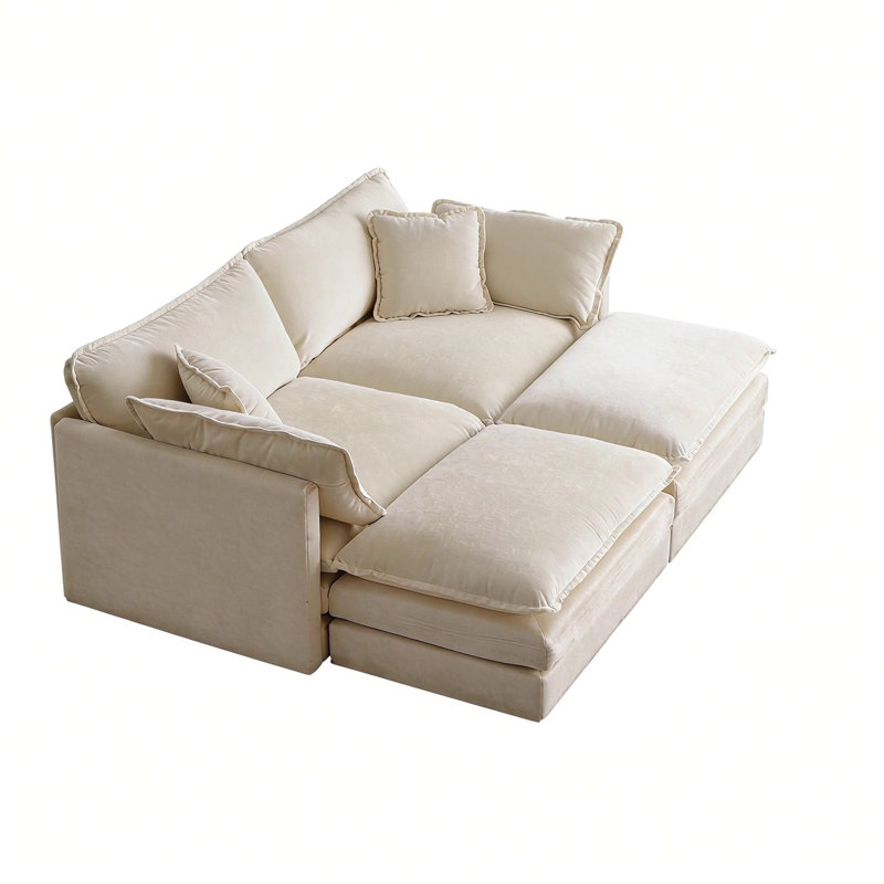 Canapé de causeuse moderne en tissu pour salon, canapé profond de grande taille avec coussins, chenille beige, Beige