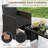 4 PCS Patio Conversation Set with Seat Cushions & Tempered Glass Tabletop, Porch Black+Black-1956570481-1956570483
