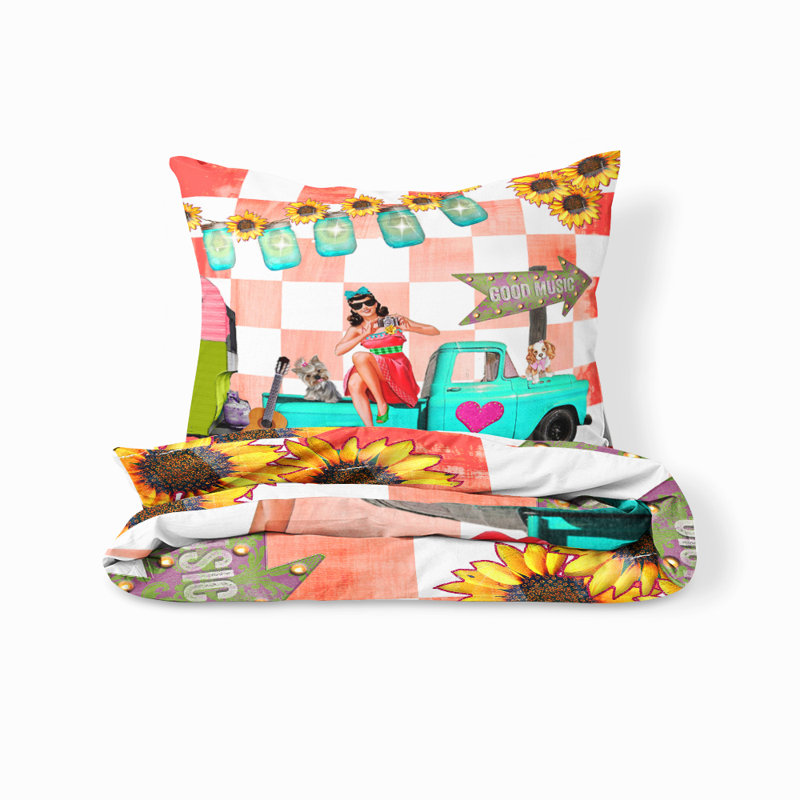  Ensemble de housse de couette pour filles, Housse de couette simple et 2 taies décoratives