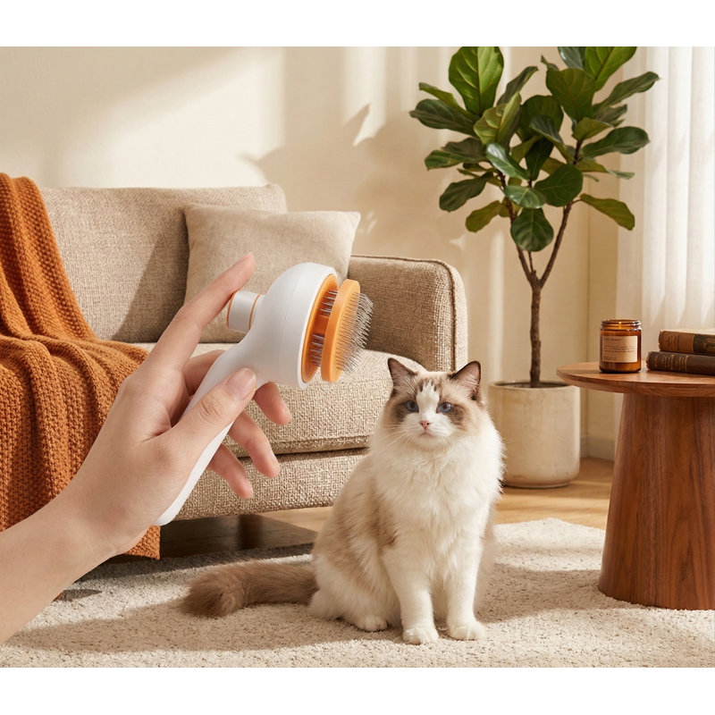3-in-1 Pet Steam Brush for Dogs & Cats, Spray Hair Removal Comb for Shedding & Grooming, Softens Fur & Reduces Static, for Long/Short Coats, Bath-Hating Pets, Includes Waterless Shampoo