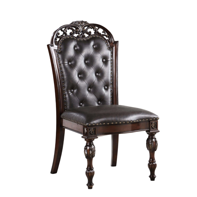 2 chaises d'appoint en cerisier brun traditionnel, 2 pièces, chaise de salle à manger de luxe avec 2 accoudoirs