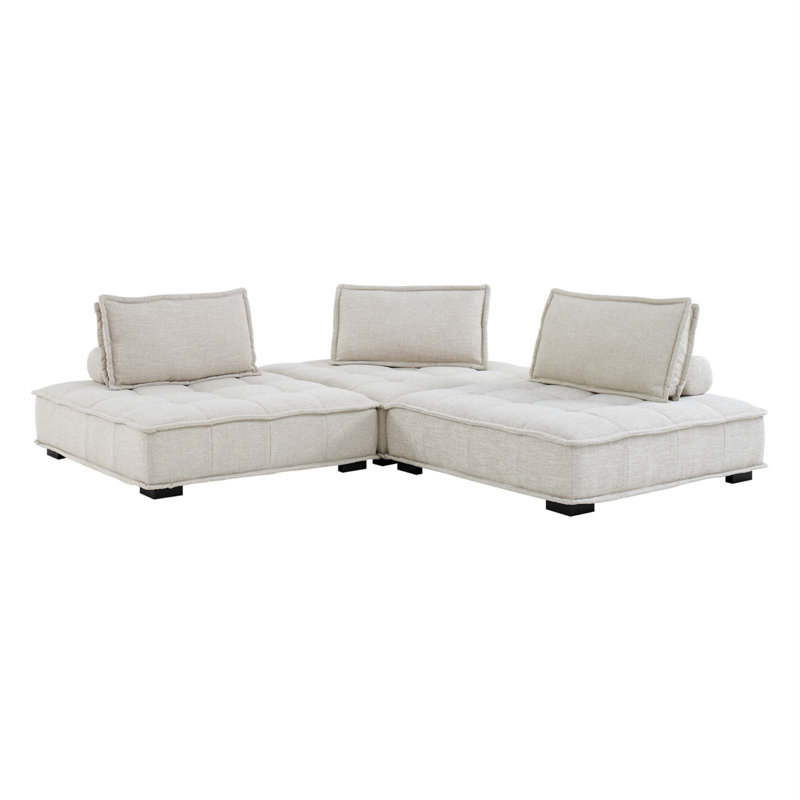 Canapé 3 pièces Saunt, Polyester beige
