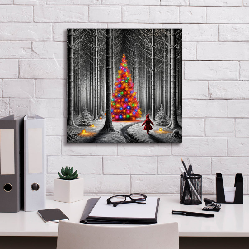 Art mural sur toile Lehlani «Dramatic Christmas Forest» par Rey Klimt, H 18 po x l 18 po