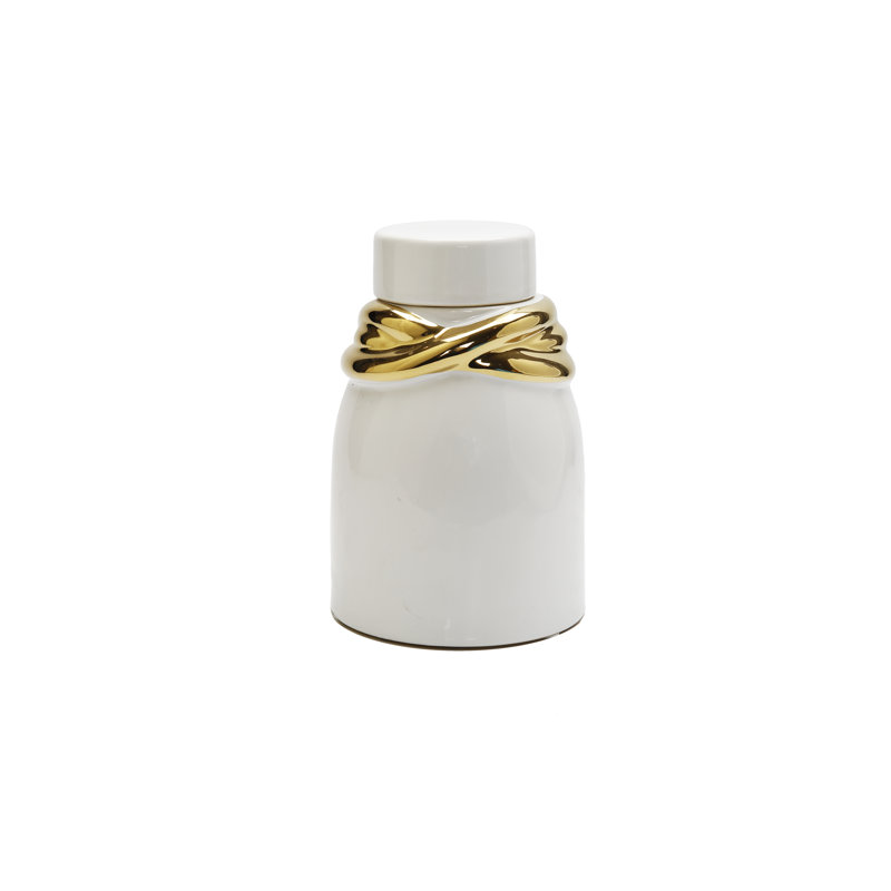 Ceramic / Porcelain Jar, 9" H x 6" W x 6" D
