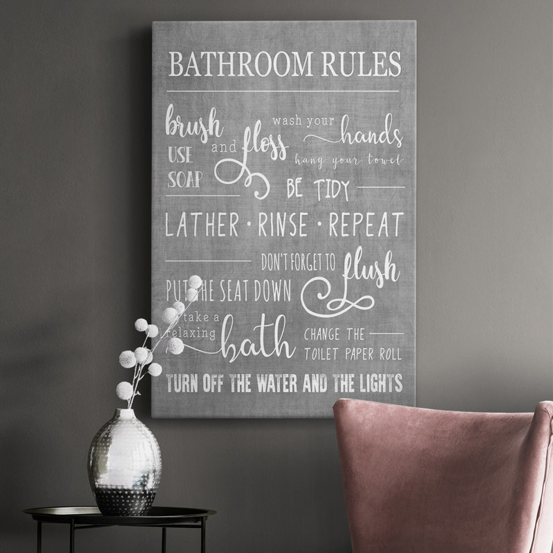 " Neutral Bathroom Rules ", 18" H x 12" W x 1" D