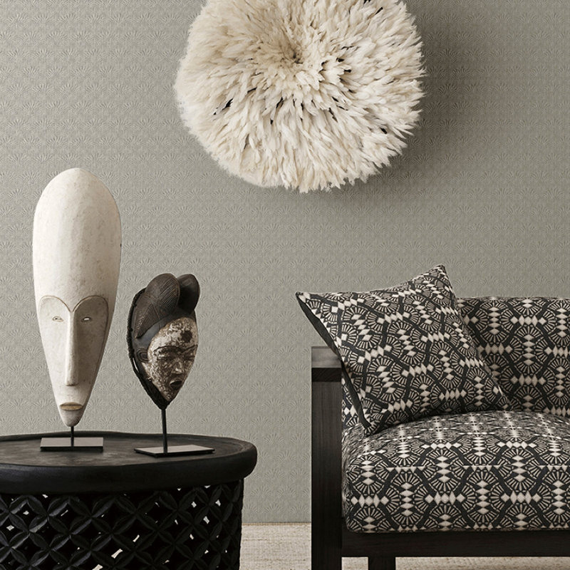 Boutique Geometric Fan Wallpaper Roll, Beige