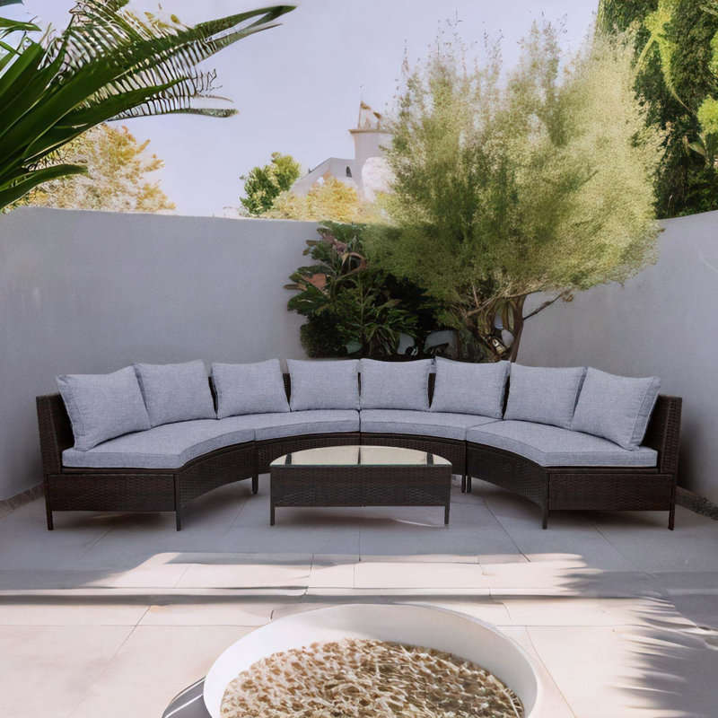 Edlyn 8 - Person Patio Conversation Set with Cushions, Gray