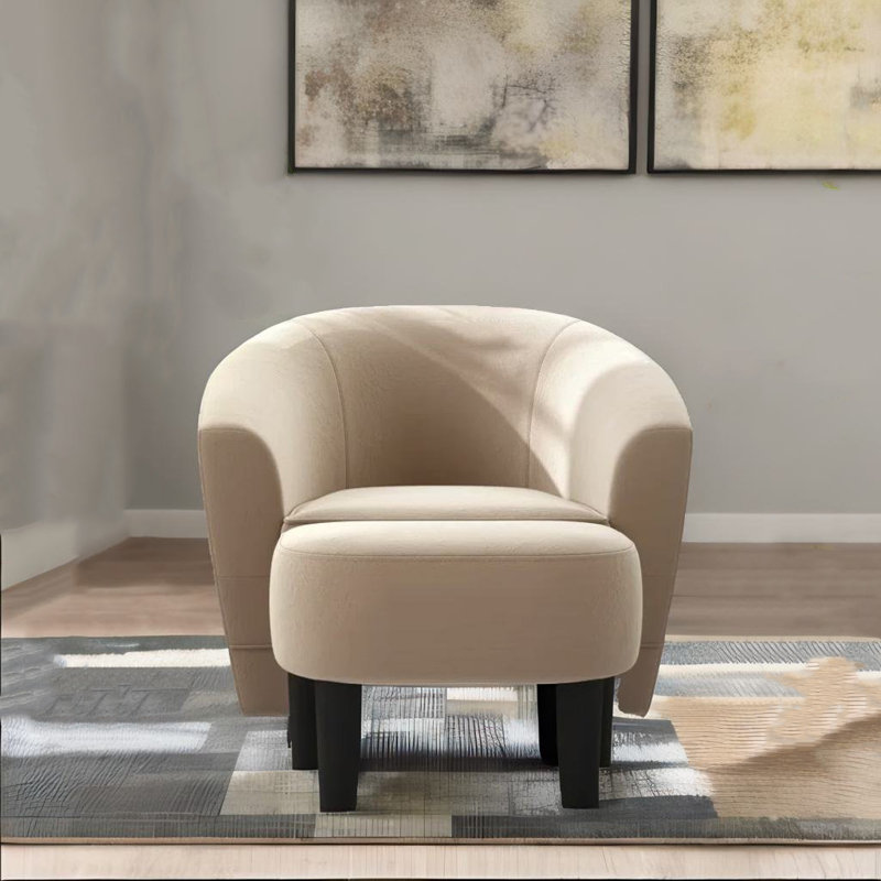 Fauteuil demi-tonneau Heta, Mélange de polyester beige
