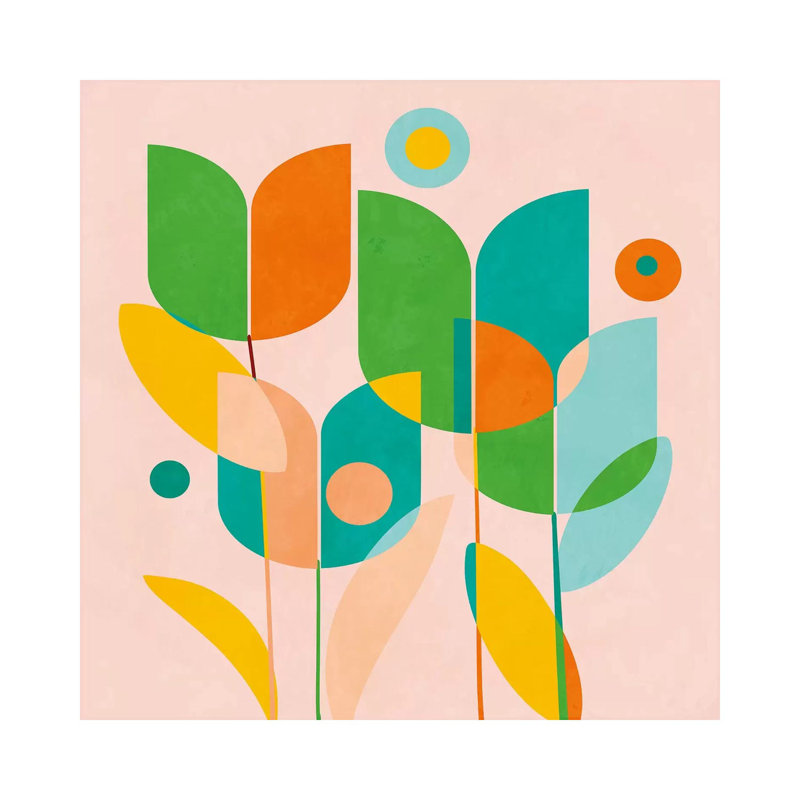 Circles Shapes Tulips 1 Piece Wrapped Canvas Painting, 45.72 cm H x 45.72 cm W x 1.91 cm D