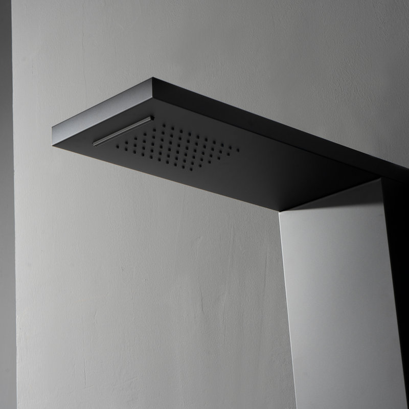 3-way Diverter Shower Tower Panel System with Fixed Shower Head, Matte Black