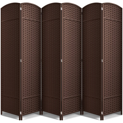 Panel Folding Room Divider Double Hinged, 6 Panels, Chocolate