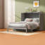 Lit escamotable complet peu encombrant, rangement en bois aggloméré, maison moderne grise