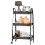 Chariot de cuisine à panier de fruits - Chariot de rangement à roulettes à 3 niveaux avec roulettes, panier de fruits et légumes avec plateau en bois, organisateur de cuisine utilitaire pour les fruits, les pommes de terre, l'oignon et le pain