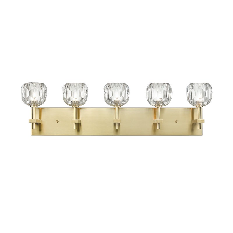 Meuble-lavabo moderne à 5 lumières DEL doré avec cristal , Or