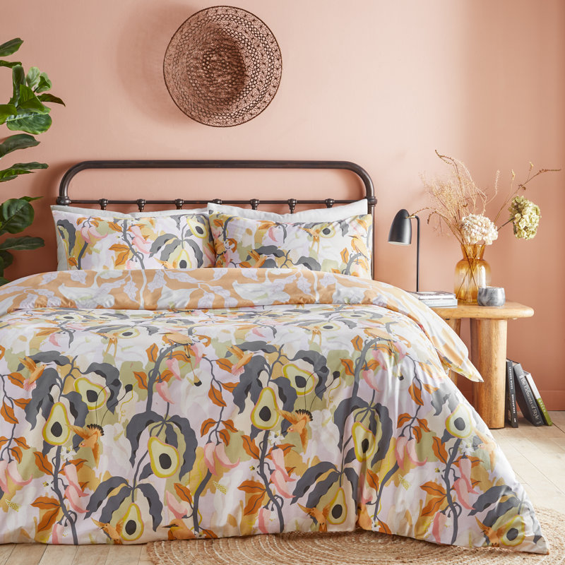 Huerta Cotton Blend Floral Duvet Cover Set with Pillowcases Included, King Duvet Cover + 2 Standard Pillowcases