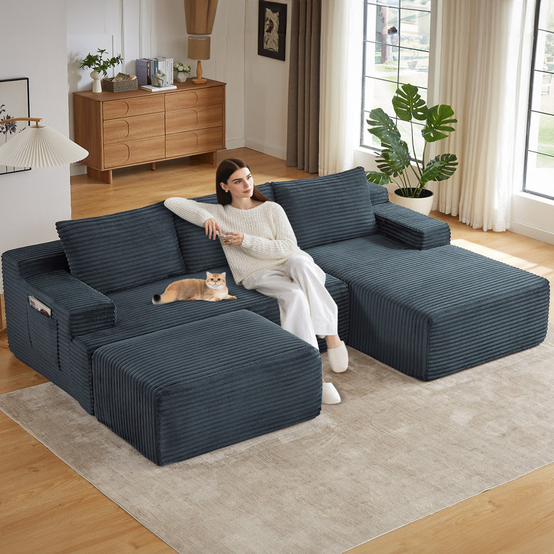 Canapé modulaire pour canapé modulaire avec méridienne 95 po, Méridienne orientée à droite, dark gray