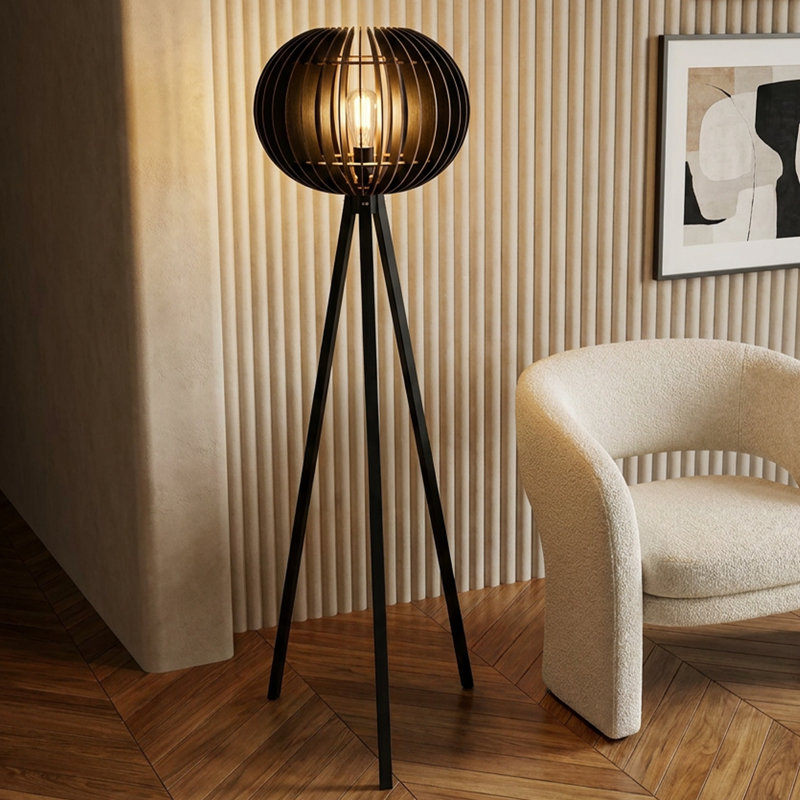 Lampe sur pied géométrique noire Aura