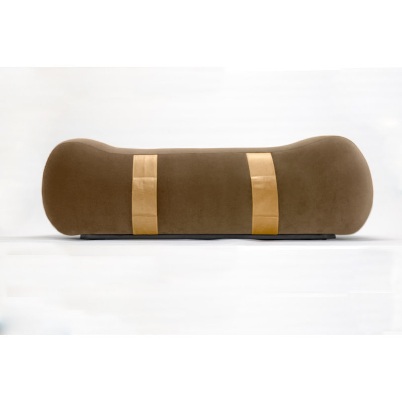 Milo Velvet Upholstered Bench, Taupe/Umber