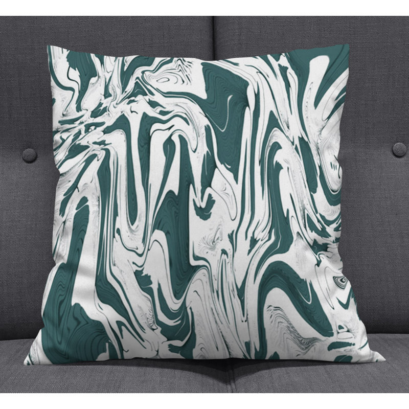 Throw Pillow With Insert, White/Green Abstract 2, 18"H x 18"W