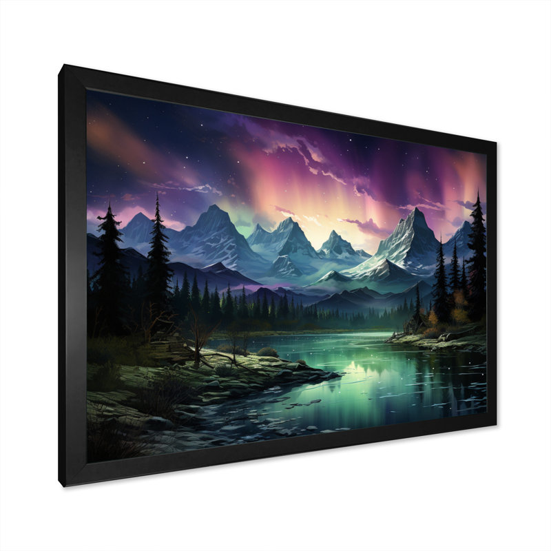 Northern Lights Celestial Symphony I sur impression sur toile, Cadre simple noir, H 30 po x l 40 po x P 1,5 po