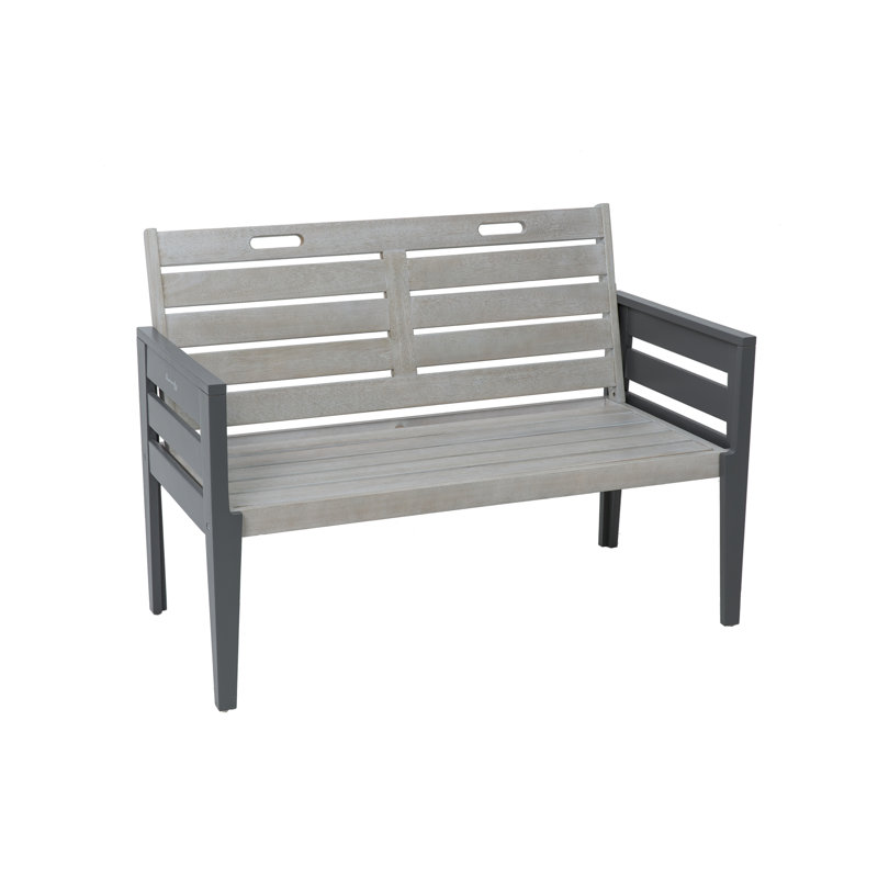 Lillie Solid Wood Eucalyptus Outdoor Bench, Grey, 85 cm H x 117 cm W x 62 cm D