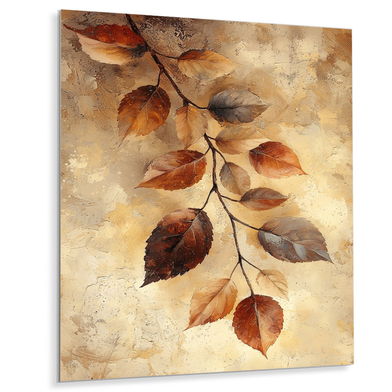 Kaajal - feuilles, art mural en métal, reproduction d'art traditionnelle en métal, H 40 po x l 30 po