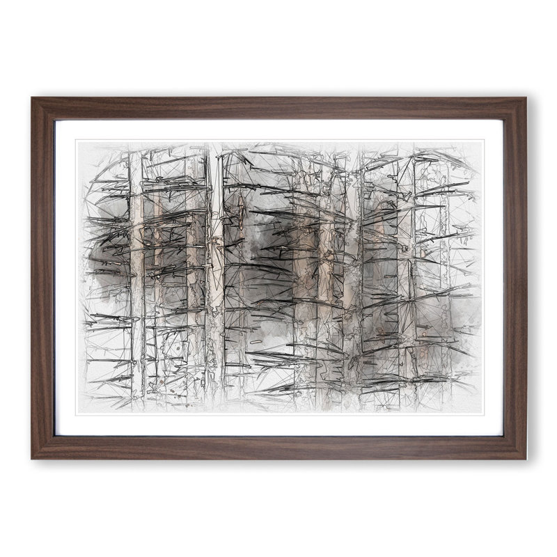 Bare Trees - Picture Frame Graphic Art, 36cm H x 48cm W x 2cm D, Walnut